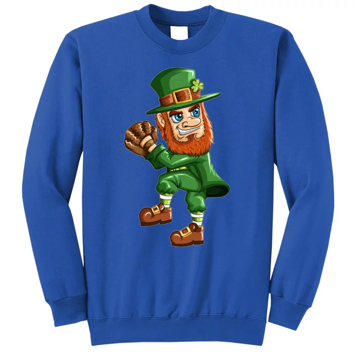 Baseball Player Leprechaun St Patricks Day Baseball Glove Gift Tall Sweatshirt