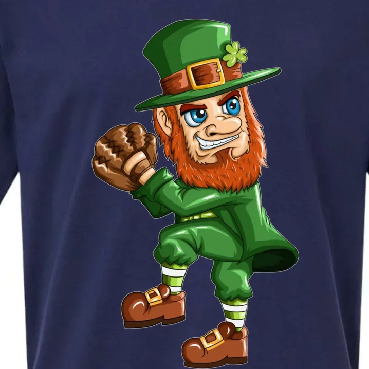 Baseball Player Leprechaun St Patricks Day Baseball Glove Gift Sueded Cloud Jersey T-Shirt