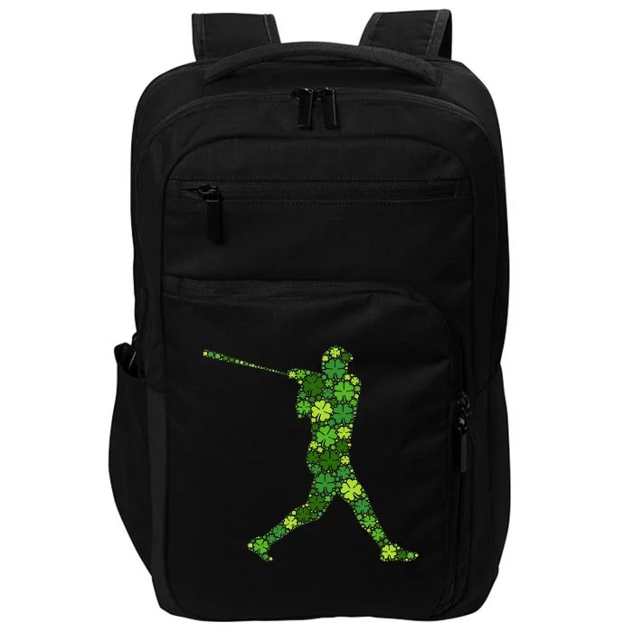 Baseball Player Lucky Green Shamrock Clover St Patricks Day Impact Tech Backpack