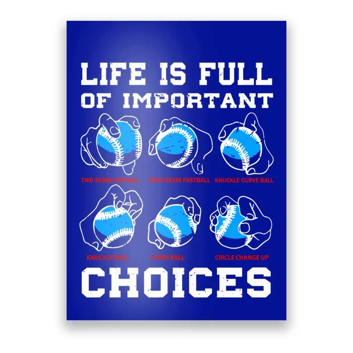 Baseball Pitcher Life Choices Ball Sport Lover Great Gift Poster