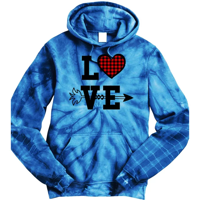 Buffalo Plaid Love Heart Valentine's Day Pajama Top Great Gift Tie Dye Hoodie