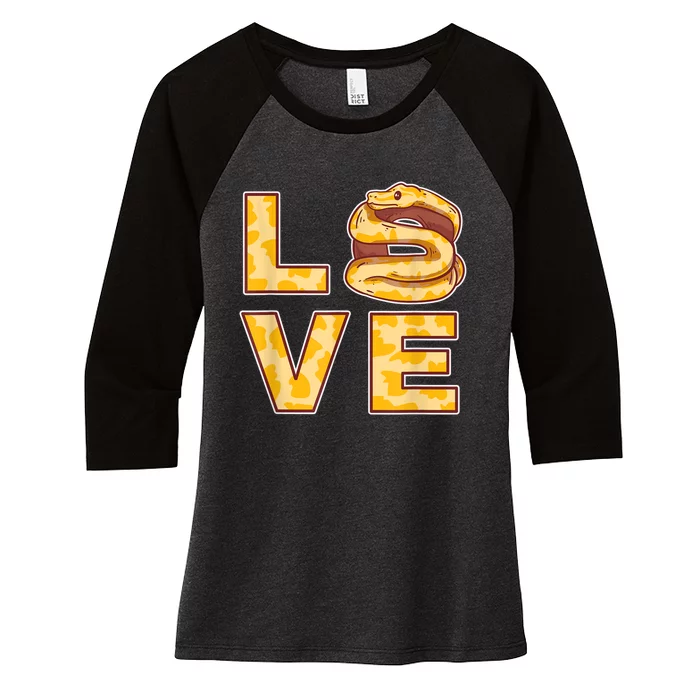 Ball Python Love Boa Pet Snake Animal Women's Tri-Blend 3/4-Sleeve Raglan Shirt