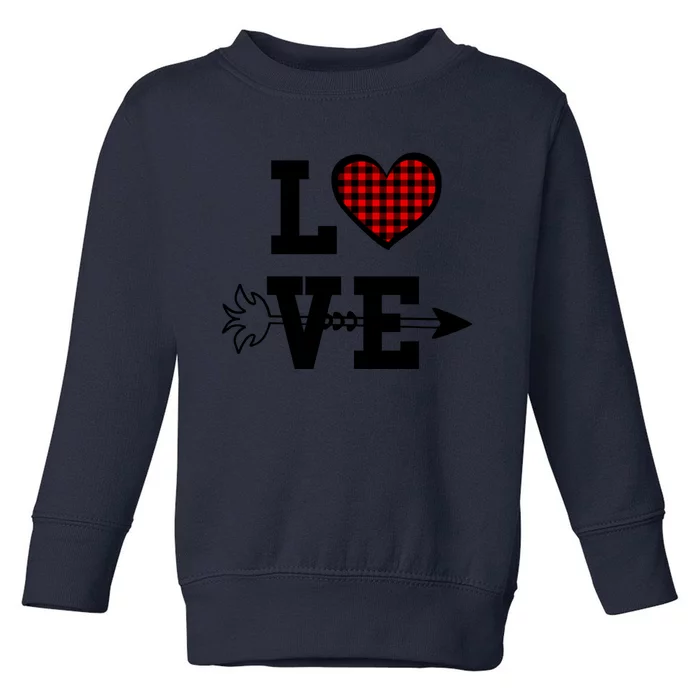 Buffalo Plaid Love Heart Valentine's Day Pajama Top Funny Gift Toddler Sweatshirt