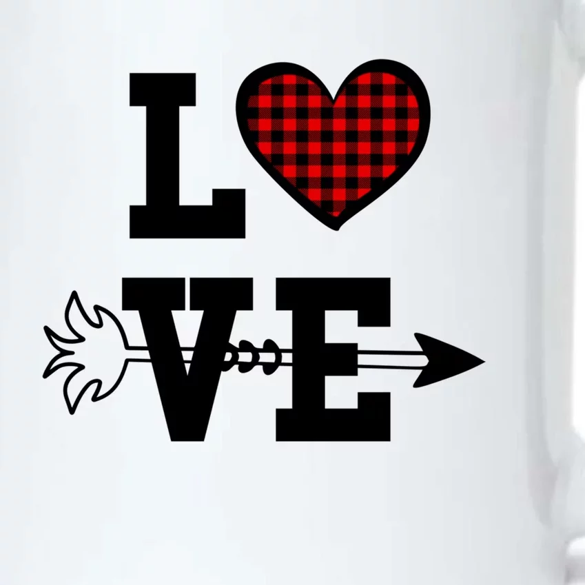 Buffalo Plaid Love Heart Valentine's Day Pajama Top Gift Black Color Changing Mug