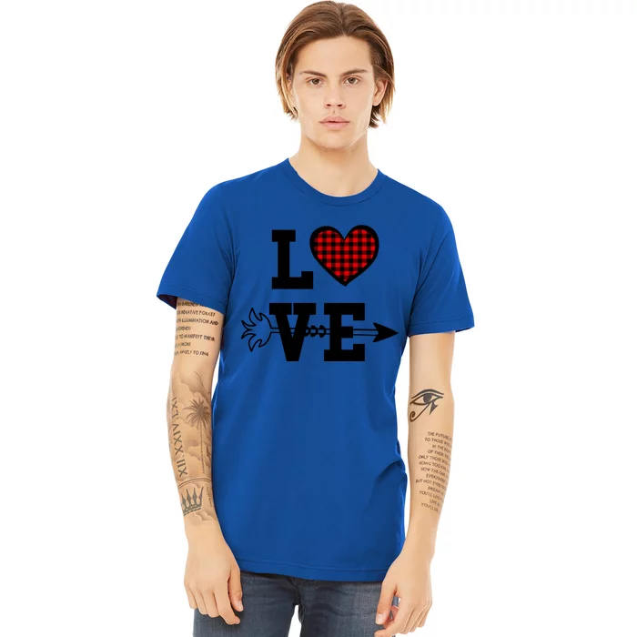 Buffalo Plaid Love Heart Valentine's Day Pajama Top Gift Premium T-Shirt