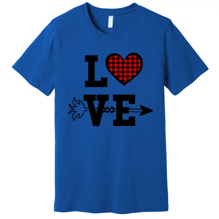 Buffalo Plaid Love Heart Valentine's Day Pajama Top Gift Premium T-Shirt