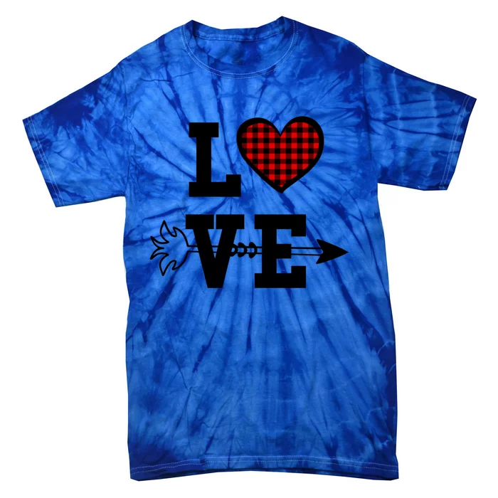 Buffalo Plaid Love Heart Valentine's Day Pajama Top Gift Tie-Dye T-Shirt