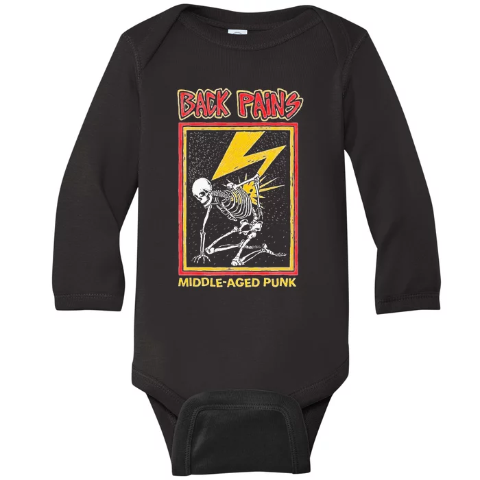 Back Pains Middle Aged Punk Baby Long Sleeve Bodysuit