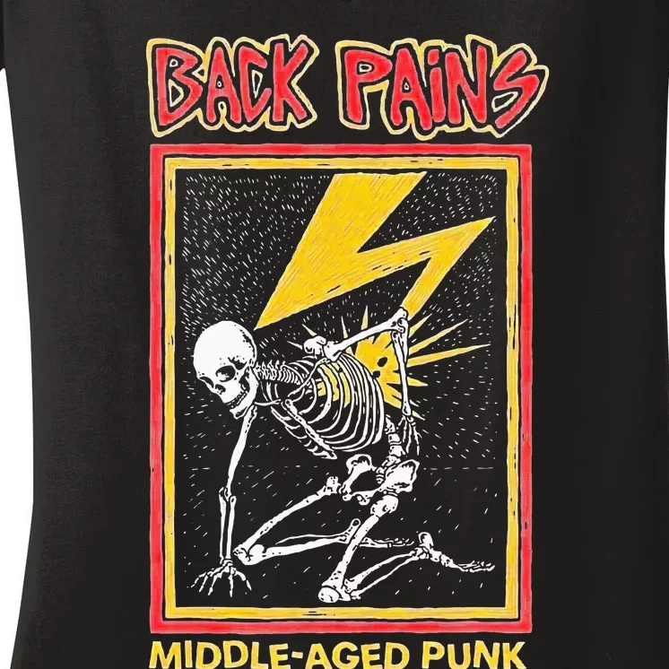 Back Pains Middle Aged Punk Women's V-Neck T-Shirt