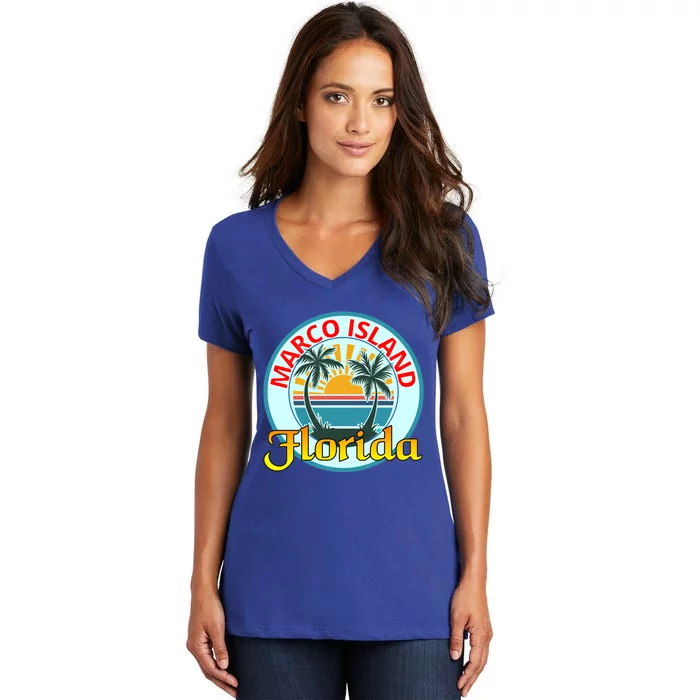 Beach Please Marco Island Florida Beach Holiday Funny Gift Women's V-Neck T-Shirt