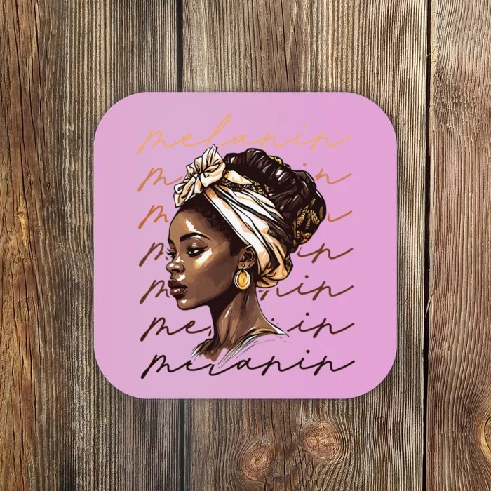 Black Pride Melanin Afro Queen Artwork Coaster