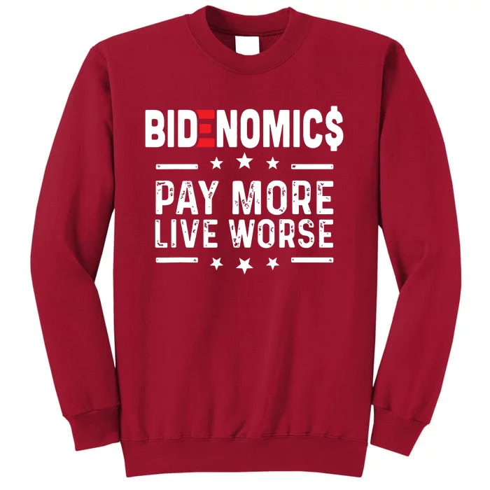 Bidenomics Pay More Live Worse Anti Biden Recession Tall Sweatshirt