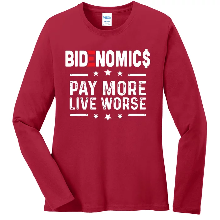 Bidenomics Pay More Live Worse Anti Biden Recession Ladies Long Sleeve Shirt