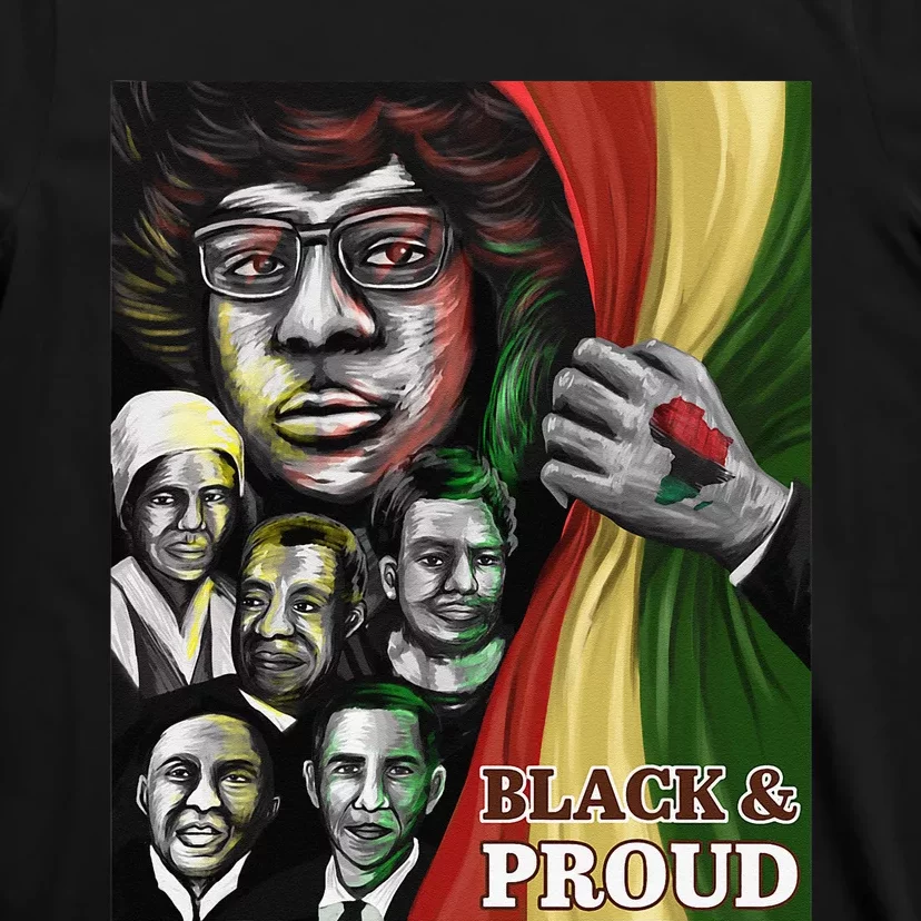 Black & Proud Melanin Black Leaders Flag Black History Month T-Shirt