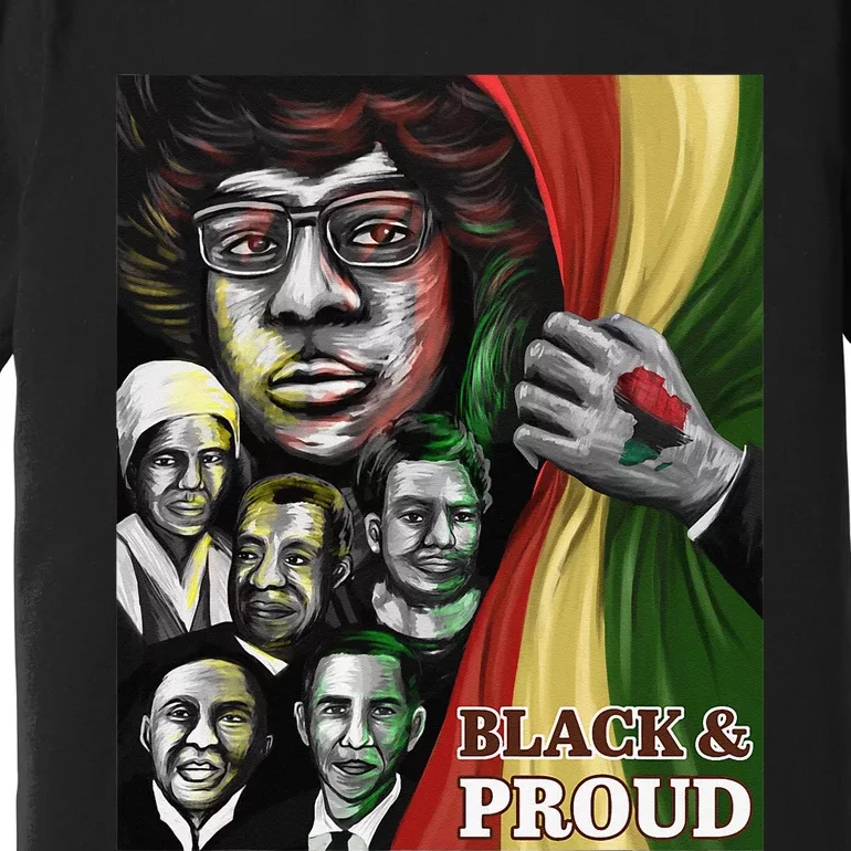 Black & Proud Melanin Black Leaders Flag Black History Month Premium T-Shirt