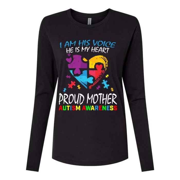 Blue Proud Mother Autism Awareness Mom Son I Am His Voice Gift Womens Cotton Relaxed Long Sleeve T-Shirt