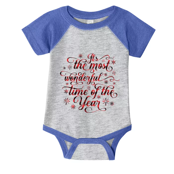 Buffalo Plaid Most Wonderful Time Of The Year Gift Infant Baby Jersey Bodysuit