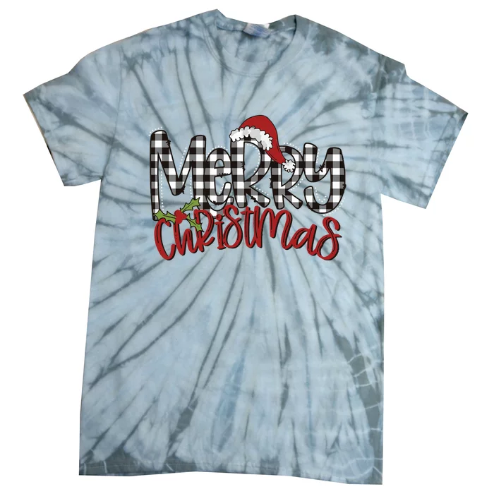 Buffalo Plaid Merry Christmas Family Tie-Dye T-Shirt