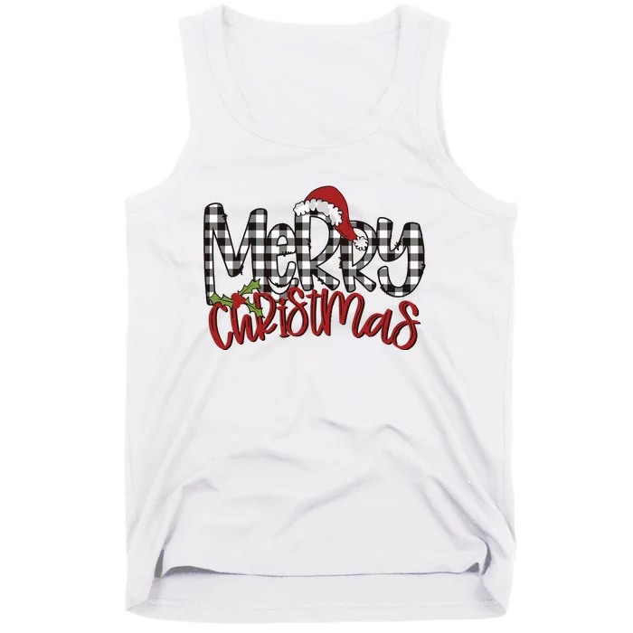 Buffalo Plaid Merry Christmas Family Tank Top