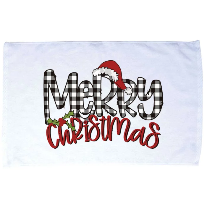 Buffalo Plaid Merry Christmas Family Microfiber Hand Towel