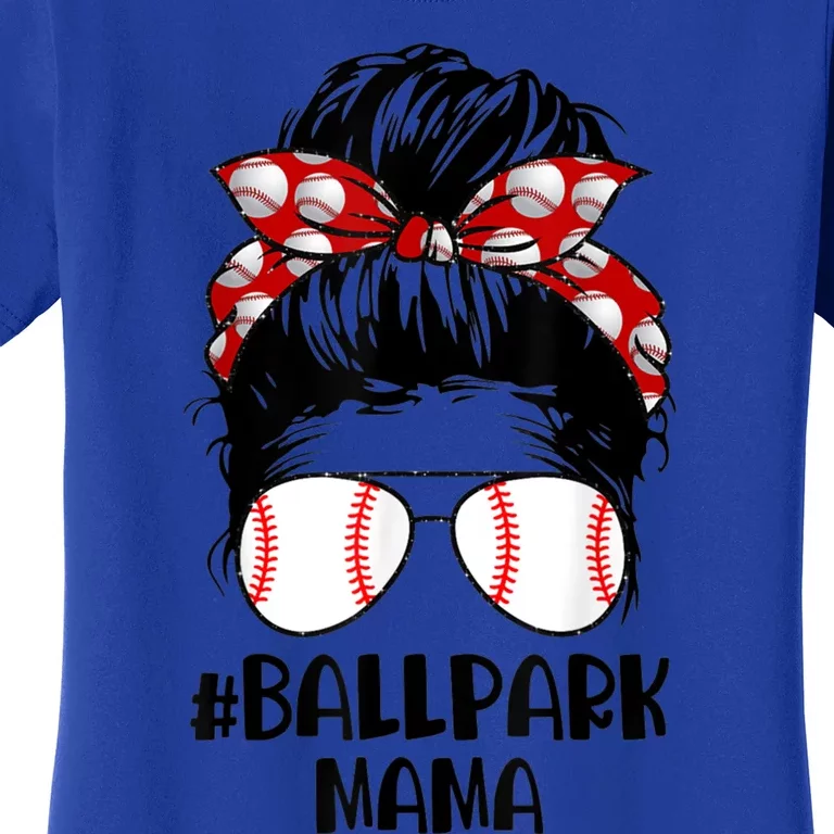 Ball Park Mama Baseball Softball Mother's Day Mom Messy Bun Cute Gift Women's T-Shirt