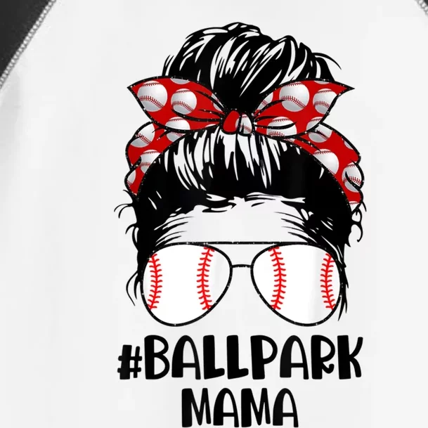 Ball Park Mama Baseball Softball Mother's Day Mom Messy Bun Cute Gift Toddler Fine Jersey T-Shirt