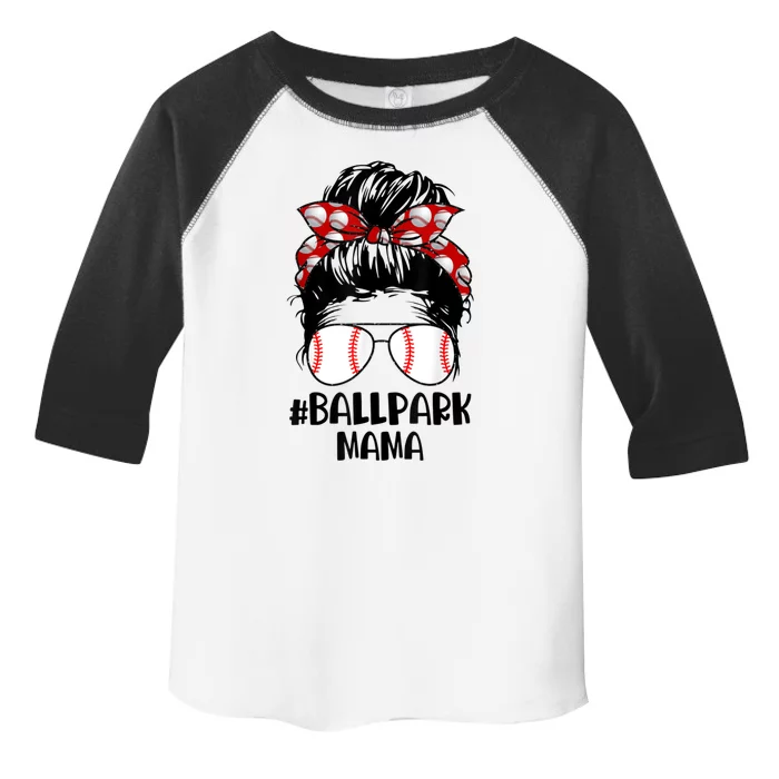 Ball Park Mama Baseball Softball Mother's Day Mom Messy Bun Cute Gift Toddler Fine Jersey T-Shirt