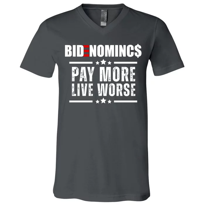 Bidenomics Pay More Live Worse Funny Anti Joe Biden V-Neck T-Shirt