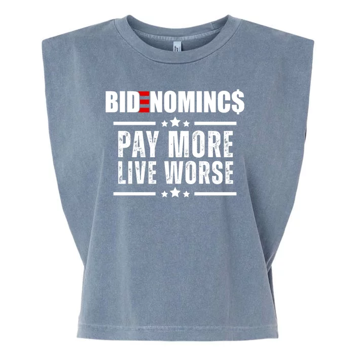 Bidenomics Pay More Live Worse Funny Anti Joe Biden Garment-Dyed Women's Muscle Tee