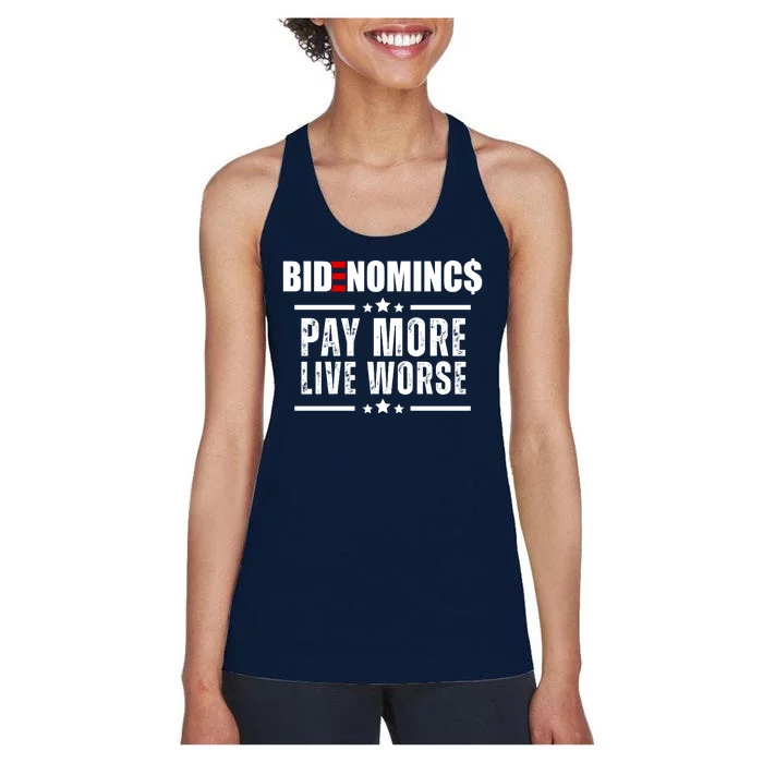 Bidenomics Pay More Live Worse Funny Anti Joe Biden Women's Racerback Tank