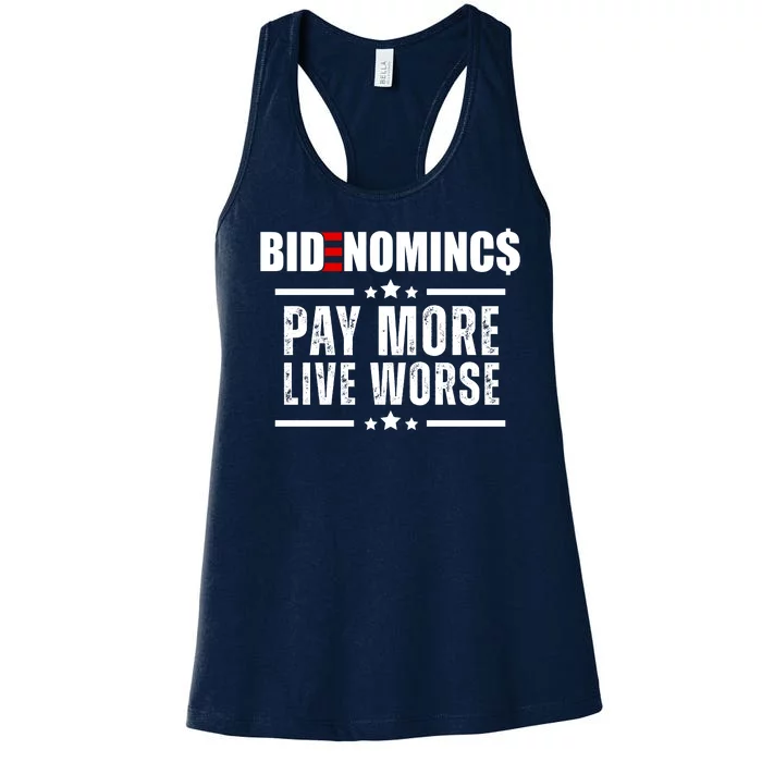 Bidenomics Pay More Live Worse Funny Anti Joe Biden Women's Racerback Tank