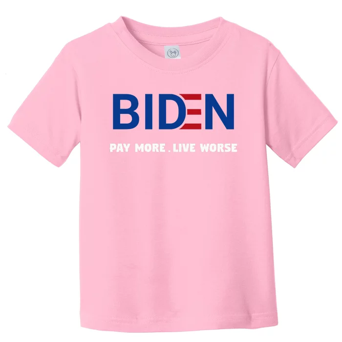 Biden Pay More Live Worse Funny Political Economy Humor Pun Toddler T-Shirt