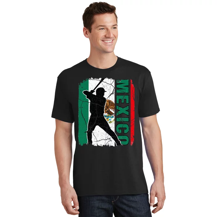 Baseball Player Mexico Flag Baseball Fans T-Shirt