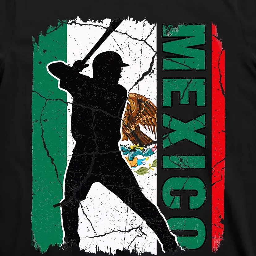 Baseball Player Mexico Flag Baseball Fans T-Shirt