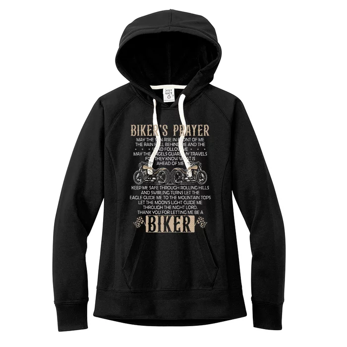 Biker's Prayer Motorcycle Christian Biking Motorcycling Women's Fleece Hoodie