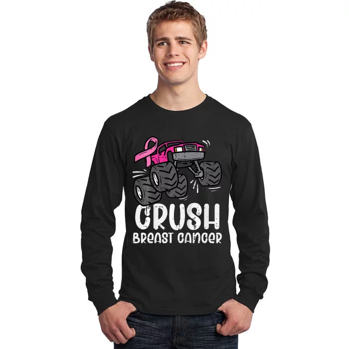 Bold Pink Monster Truck for Breast Cancer Support Tall Long Sleeve T-Shirt