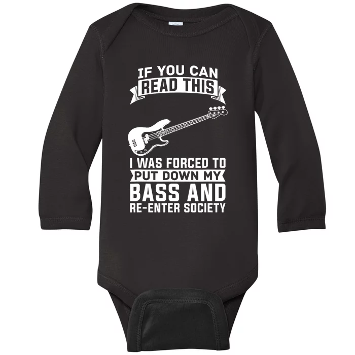 Bass Player Musician Bassist Bass Guitar Baby Long Sleeve Bodysuit