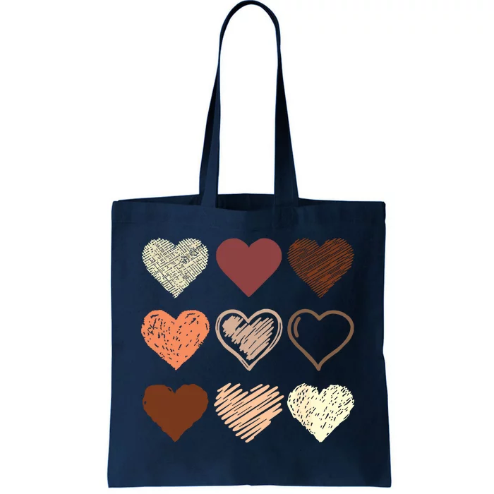 Black Pride Melanin Skin Tone Hearts Black History Month Tote Bag