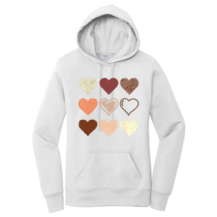 Black Pride Melanin Skin Tone Hearts Black History Month Women's Pullover Hoodie