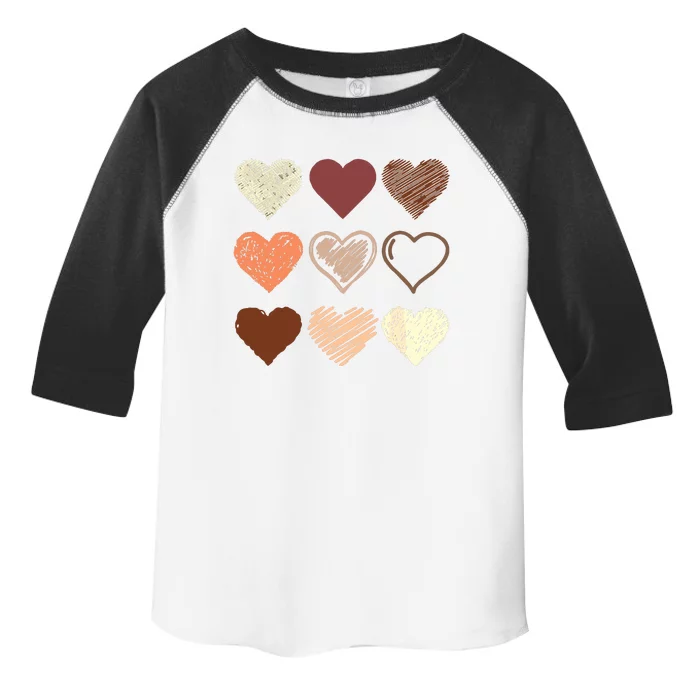 Black Pride Melanin Skin Tone Hearts Black History Month Toddler Fine Jersey T-Shirt