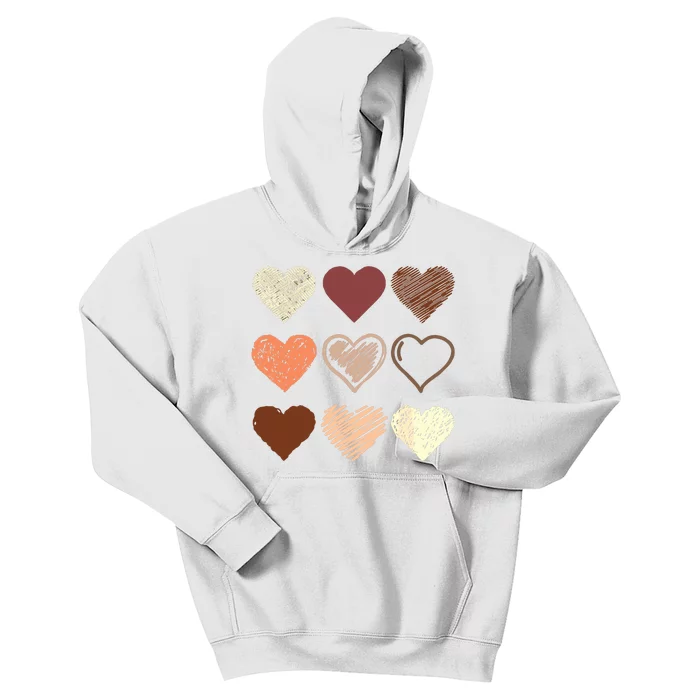 Black Pride Melanin Skin Tone Hearts Black History Month Kids Hoodie