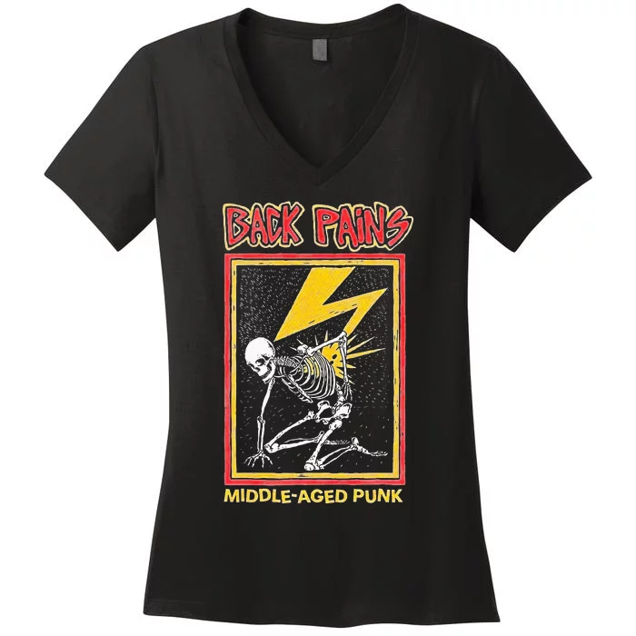 Back Pains Middle Aged Punk Women's V-Neck T-Shirt