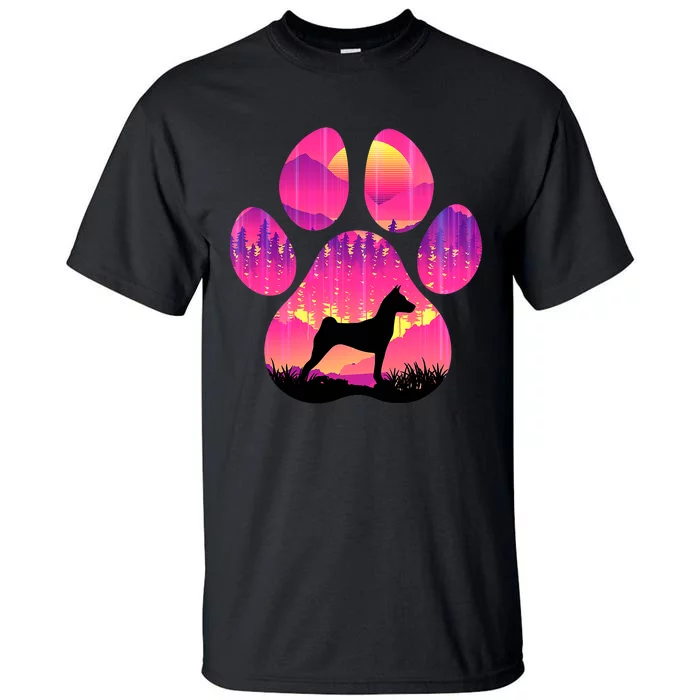 Basenji Paw Mom Dad Tie Dye Dog Paw Lover Tall T-Shirt