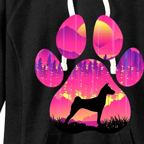 Basenji Paw Mom Dad Tie Dye Dog Paw Lover Women's Fleece Hoodie