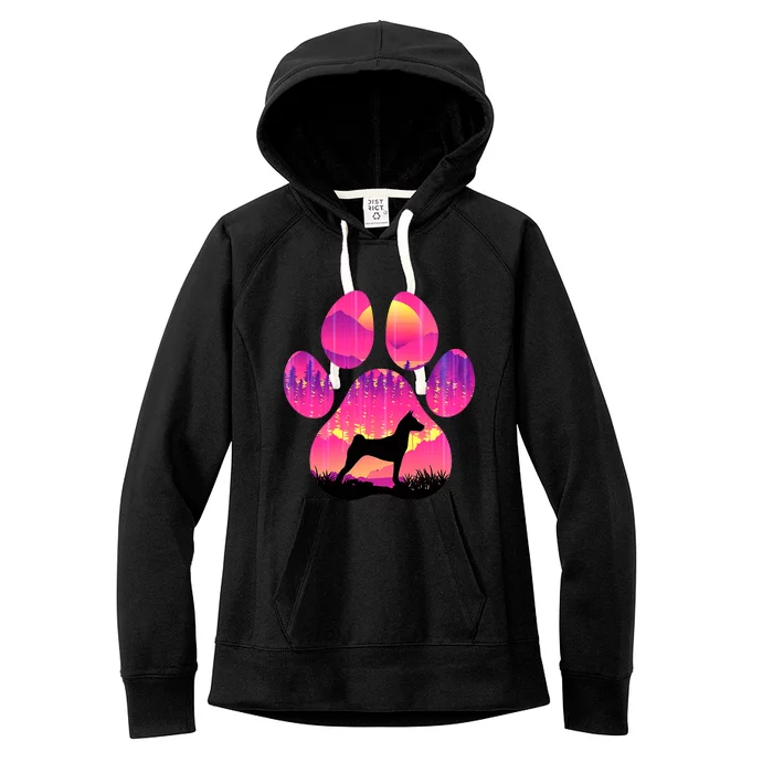 Basenji Paw Mom Dad Tie Dye Dog Paw Lover Women's Fleece Hoodie