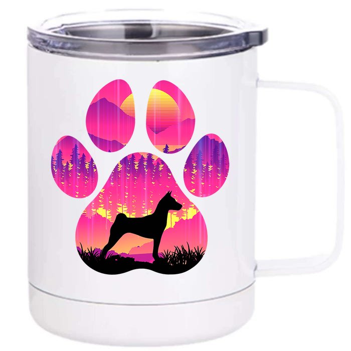 Basenji Paw Mom Dad Tie Dye Dog Paw Lover Front & Back 12oz Stainless Steel Tumbler Cup