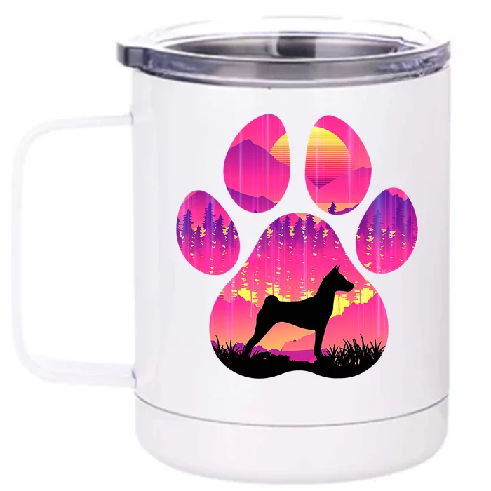 Basenji Paw Mom Dad Tie Dye Dog Paw Lover Front & Back 12oz Stainless Steel Tumbler Cup