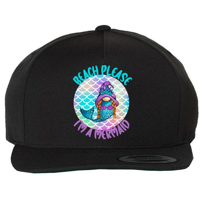 Beach Please Mermaid Gnome Ocean Adventure Summer Vacay Funny Gift Wool Snapback Cap