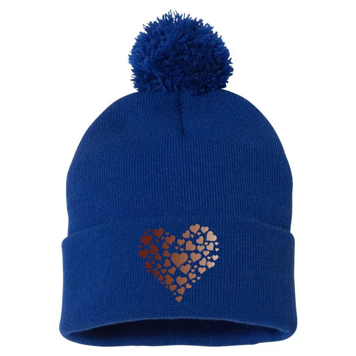 Black Pride Melanin Skin Tone Heart Juneteenth Cute Gift Pom Pom 12in Knit Beanie