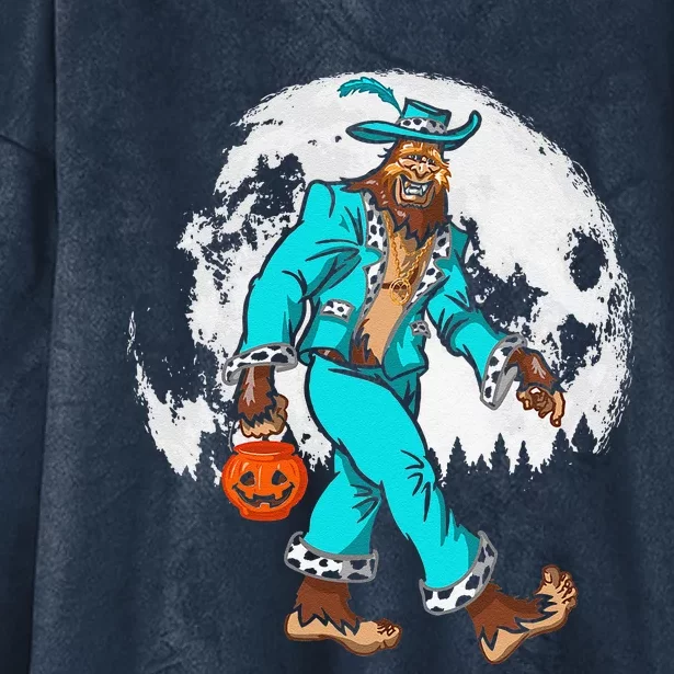 Bigfoot Pimp Moon Halloween Pumpkin Funny Sasquatch DOTD Hooded Wearable Blanket